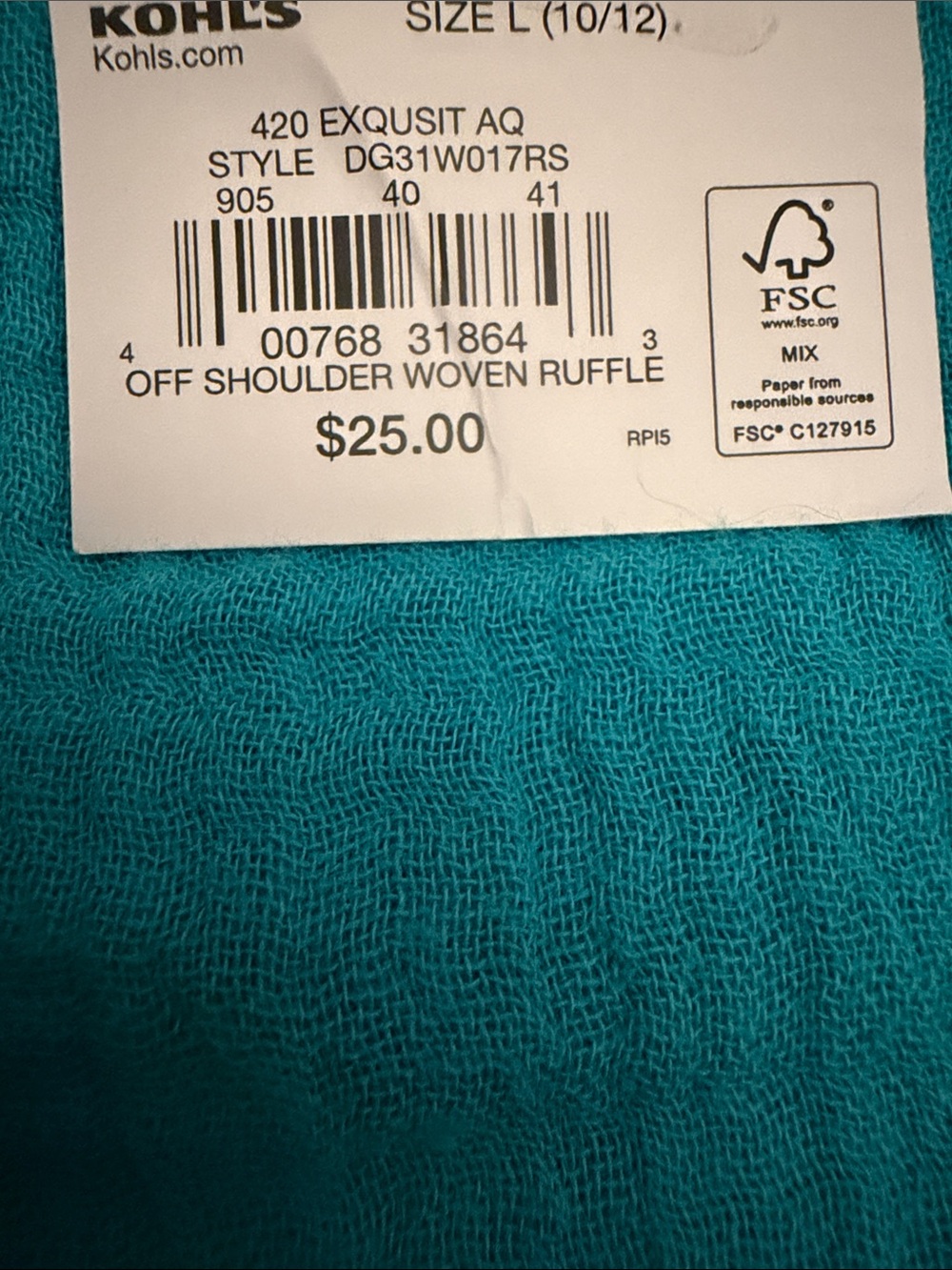 SO Turquoise Ruffled Off-Shoulder Girl’s Top - Picture 2 of 2